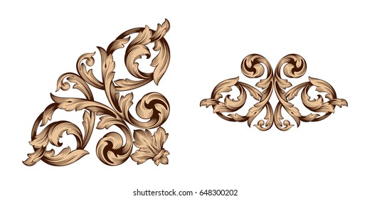 Baroque vector set of vintage elements for design. Decorative design element filigree calligraphy vector. You can use for wedding decoration of greeting card and laser cutting.