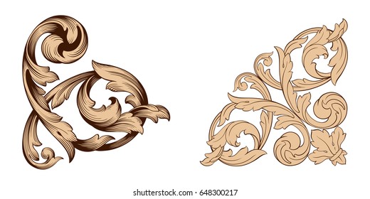 Baroque vector set of vintage elements for design. Decorative design element filigree calligraphy vector. You can use for wedding decoration of greeting card and laser cutting.