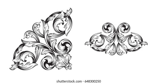 Baroque vector set of vintage elements for design. Decorative design element filigree calligraphy vector. You can use for wedding decoration of greeting card and laser cutting.