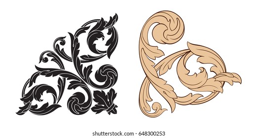 Baroque vector set of vintage elements for design. Decorative design element filigree calligraphy vector. You can use for wedding decoration of greeting card and laser cutting.