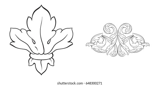 Baroque vector set of vintage elements for design. Decorative design element filigree calligraphy vector. You can use for wedding decoration of greeting card and laser cutting.