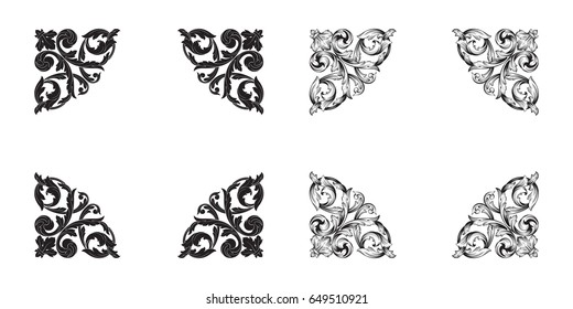 Baroque vector set of vintage elements for design. Decorative design element filigree calligraphy vector. You can use for wedding decoration of greeting card and laser cutting.