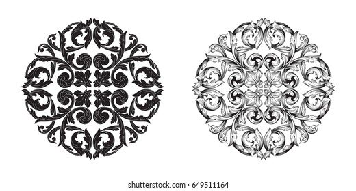 Baroque vector set of vintage elements for design. Decorative design element filigree calligraphy vector. You can use for wedding decoration of greeting card and laser cutting.