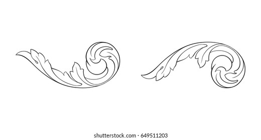 Baroque vector set of vintage elements for design. Decorative design element filigree calligraphy vector. You can use for wedding decoration of greeting card and laser cutting.