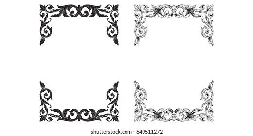 Baroque vector set of vintage elements for design. Decorative design element filigree calligraphy vector. You can use for wedding decoration of greeting card and laser cutting.