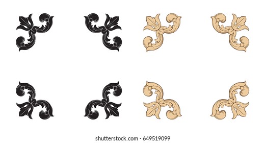 Baroque vector set of vintage elements for design. Decorative design element filigree calligraphy vector. You can use for wedding decoration of greeting card and laser cutting.