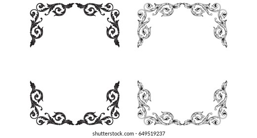 Baroque vector set of vintage elements for design. Decorative design element filigree calligraphy vector. You can use for wedding decoration of greeting card and laser cutting.