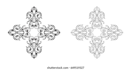 Baroque vector set of vintage elements for design. Decorative design element filigree calligraphy vector. You can use for wedding decoration of greeting card and laser cutting.