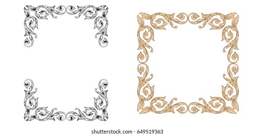 Baroque vector set of vintage elements for design. Decorative design element filigree calligraphy vector. You can use for wedding decoration of greeting card and laser cutting.