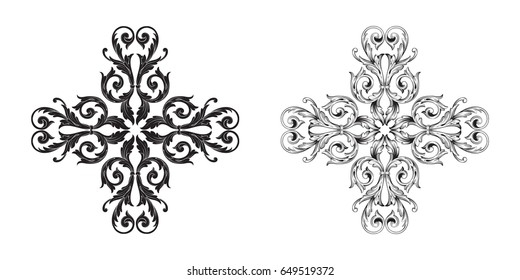 Baroque vector set of vintage elements for design. Decorative design element filigree calligraphy vector. You can use for wedding decoration of greeting card and laser cutting.