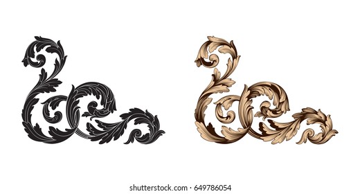 Baroque vector set of vintage elements for design. Decorative design element filigree calligraphy vector. You can use for wedding decoration of greeting card and laser cutting.