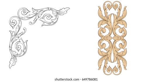 Baroque vector set of vintage elements for design. Decorative design element filigree calligraphy vector. You can use for wedding decoration of greeting card and laser cutting.