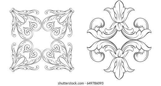 Baroque vector set of vintage elements for design. Decorative design element filigree calligraphy vector. You can use for wedding decoration of greeting card and laser cutting.