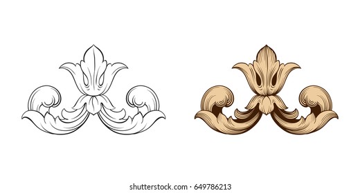 Baroque vector set of vintage elements for design. Decorative design element filigree calligraphy vector. You can use for wedding decoration of greeting card and laser cutting.