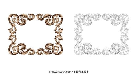 Baroque vector set of vintage elements for design. Decorative design element filigree calligraphy vector. You can use for wedding decoration of greeting card and laser cutting.