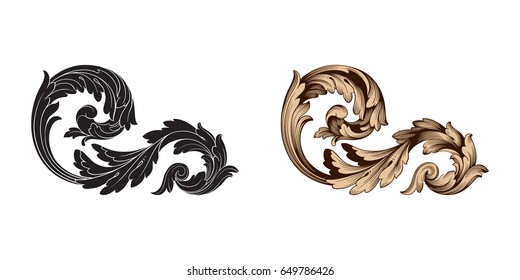 Baroque vector set of vintage elements for design. Decorative design element filigree calligraphy vector. You can use for wedding decoration of greeting card and laser cutting.