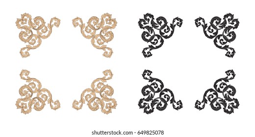 Baroque vector set of vintage elements for design. Decorative design element filigree calligraphy vector. You can use for wedding decoration of greeting card and laser cutting.