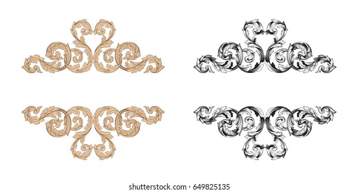 Baroque vector set of vintage elements for design. Decorative design element filigree calligraphy vector. You can use for wedding decoration of greeting card and laser cutting.