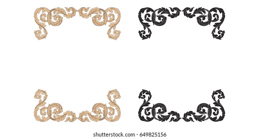 Baroque vector set of vintage elements for design. Decorative design element filigree calligraphy vector. You can use for wedding decoration of greeting card and laser cutting.