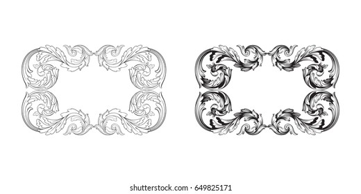 Baroque vector set of vintage elements for design. Decorative design element filigree calligraphy vector. You can use for wedding decoration of greeting card and laser cutting.