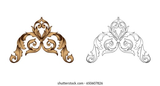 Baroque vector set of vintage elements for design. You can use for wedding decoration of greeting card and laser cutting.