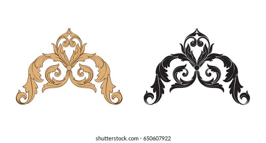 Baroque vector set of vintage elements for design. You can use for wedding decoration of greeting card and laser cutting.