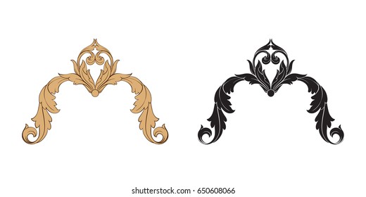 Baroque vector set of vintage elements for design. You can use for wedding decoration of greeting card and laser cutting.