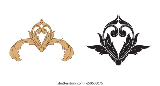 Baroque vector set of vintage elements for design. You can use for wedding decoration of greeting card and laser cutting.