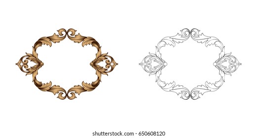 Baroque vector set of vintage elements for design. You can use for wedding decoration of greeting card and laser cutting.