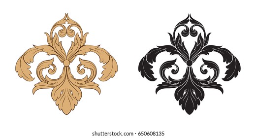 Baroque vector set of vintage elements for design. You can use for wedding decoration of greeting card and laser cutting.