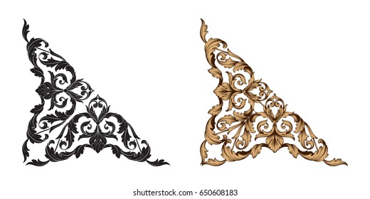 Baroque vector set of vintage elements for design. You can use for wedding decoration of greeting card and laser cutting.