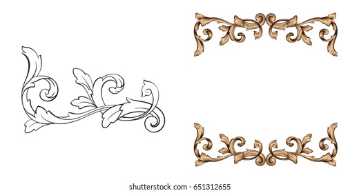 Baroque vector set of vintage elements for design. Decorative design element filigree calligraphy vector. You can use for wedding decoration of greeting card and laser cutting.