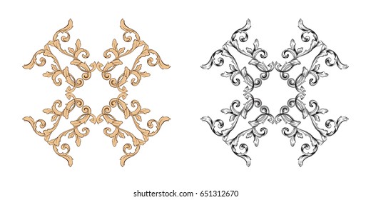 Baroque vector set of vintage elements for design. Decorative design element filigree calligraphy vector. You can use for wedding decoration of greeting card and laser cutting.