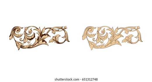 Baroque vector set of vintage elements for design. Decorative design element filigree calligraphy vector. You can use for wedding decoration of greeting card and laser cutting.