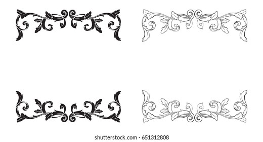 Baroque vector set of vintage elements for design. Decorative design element filigree calligraphy vector. You can use for wedding decoration of greeting card and laser cutting.