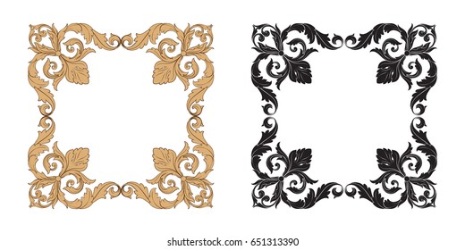 Baroque vector set of vintage elements for design. Decorative design element filigree calligraphy vector. You can use for wedding decoration of greeting card and laser cutting.