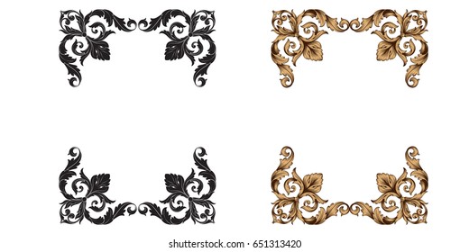 Baroque vector set of vintage elements for design. Decorative design element filigree calligraphy vector. You can use for wedding decoration of greeting card and laser cutting.