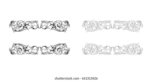 Baroque vector set of vintage elements for design. Decorative design element filigree calligraphy vector. You can use for wedding decoration of greeting card and laser cutting.