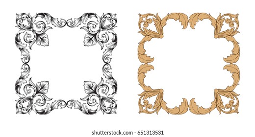 Baroque vector set of vintage elements for design. Decorative design element filigree calligraphy vector. You can use for wedding decoration of greeting card and laser cutting.