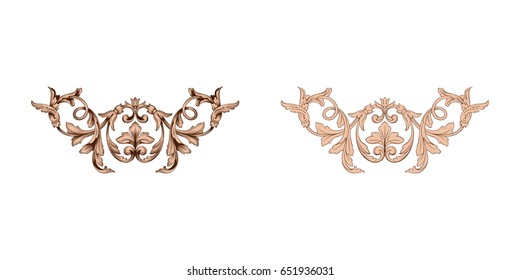 Baroque vector set of vintage elements for design. Decorative design element filigree calligraphy vector. You can use for wedding decoration of greeting card and laser cutting.