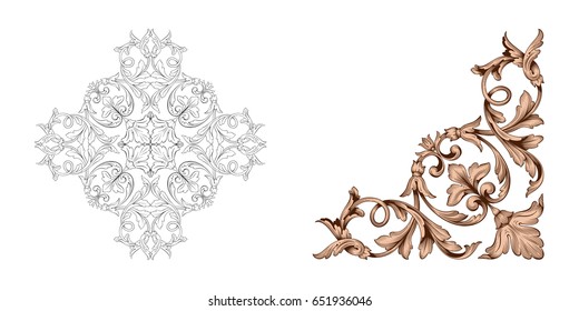 Baroque vector set of vintage elements for design. Decorative design element filigree calligraphy vector. You can use for wedding decoration of greeting card and laser cutting.
