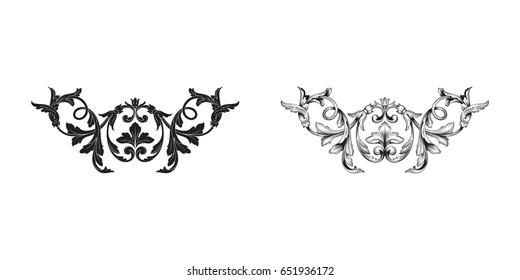 Baroque vector set of vintage elements for design. Decorative design element filigree calligraphy vector. You can use for wedding decoration of greeting card and laser cutting.
