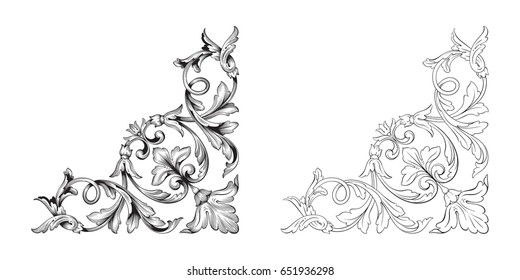 Baroque vector set of vintage elements for design. Decorative design element filigree calligraphy vector. You can use for wedding decoration of greeting card and laser cutting.