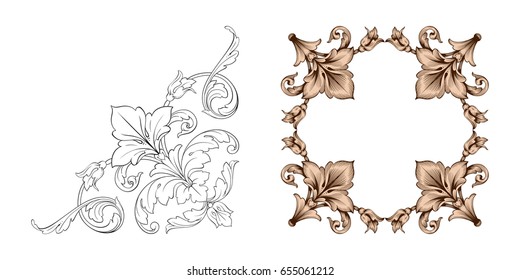 Baroque vector set of vintage elements for design. Decorative design element filigree calligraphy vector. You can use for wedding decoration of greeting card and laser cutting.