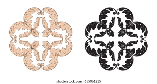 Baroque vector set of vintage elements for design. Decorative design element filigree calligraphy vector. You can use for wedding decoration of greeting card and laser cutting.