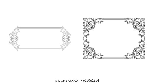 Baroque vector set of vintage elements for design. Decorative design element filigree calligraphy vector. You can use for wedding decoration of greeting card and laser cutting.