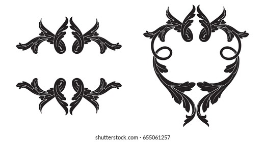 Baroque vector set of vintage elements for design. Decorative design element filigree calligraphy vector. You can use for wedding decoration of greeting card and laser cutting.