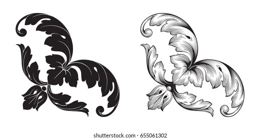 Baroque vector set of vintage elements for design. Decorative design element filigree calligraphy vector. You can use for wedding decoration of greeting card and laser cutting.