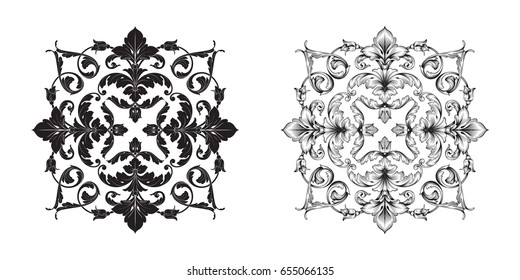 Baroque vector set of vintage elements for design. Decorative design element filigree calligraphy vector. You can use for wedding decoration of greeting card and laser cutting.