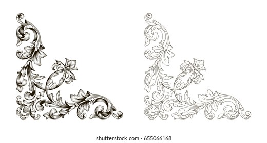 Baroque vector set of vintage elements for design. Decorative design element filigree calligraphy vector. You can use for wedding decoration of greeting card and laser cutting.